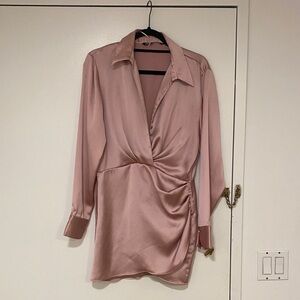 Elegant Rose Pink Satin Dress